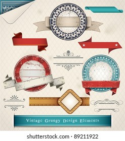 Vintage Grungy Design Elements. Vector Illustration.