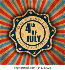 VIntage grungy rubber stamp for American Independence Day with text 4th of July..