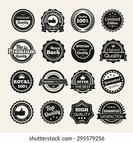 Vintage guaranteed quality best offer and limited edition round color stamps isolated vector illustration