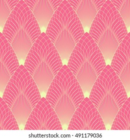 vintage guilloche scales seamless pattern in ivory and pink