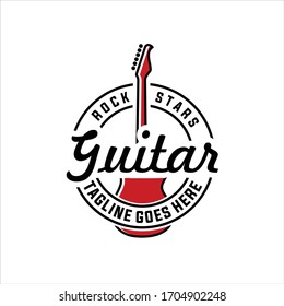 vintage guitar graphics logos, labels and emblems. guitar t-shirt design banners, and elements Vector illustration, Rockstar logo