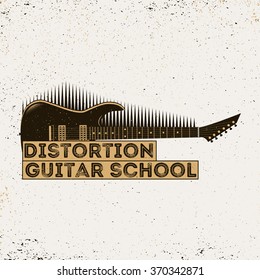 Vintage guitar label guitar school logo