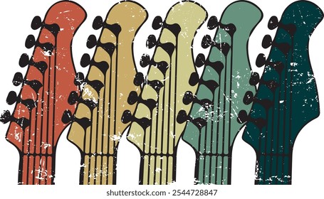 Vintage-Gitarre, Musikband, Gitarrenmusik, bunte Gitarre EPS, Digitaler Download