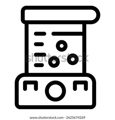 Vintage gumball machine icon in black and white line art style, isolated design, with classic traditional retro look and nostalgic vibe, symbolizing childhood amusement and sweet treats
