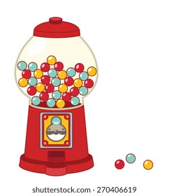 Vintage Gumball Machine Isolated On White  - Vector File EPS10 