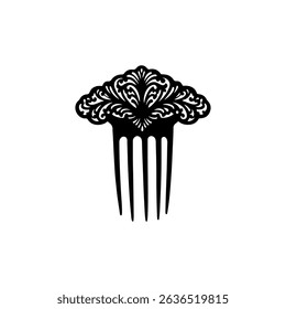 Vintage hair comb silhouette icon vector flat design.