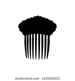 vintage hair comb silhouette vector flat illustration on white background.