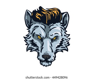 Vintage Hair Pomade Barber Shop Character - Confidence Wolf Hustler