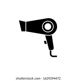 Vintage Hairdryer Icon In Black Flat Shape Design Isolated On White Background