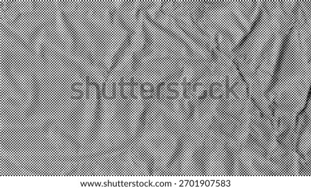 Vintage halftone comic paper texture with folds and crumple details. Retro magazine collage poster design showing punk vector glitch pattern background.