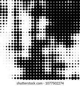 Vintage halftone monochrome dots texture background. Spotted vector Abstract Texture
