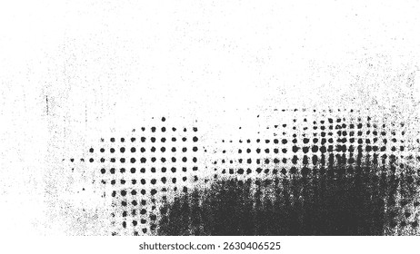 Fondo de impresión de tinta de Vector de semitono vintage con textura monocromática grunge y Elementos de polvo abstractos perfectos para crear diseños y obras de arte de estilo retro