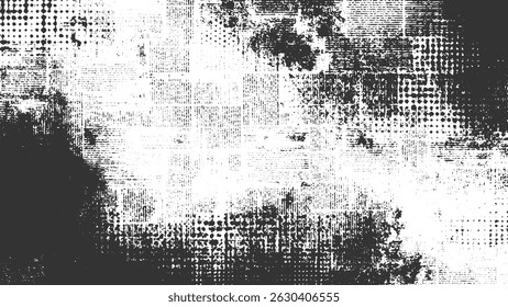 vintage halftone vector ink print background in monochrome with abstract dust texture ideal for grunge style design applications and creative artworks