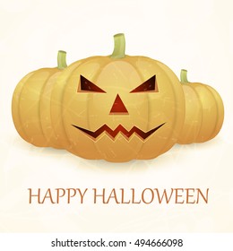 Vintage Halloween background with pumpkin. Vector illustration.