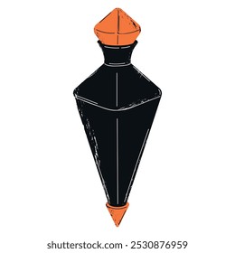 Vintage Halloween black potion bottle with orange stopper Vector