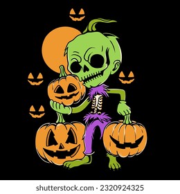 vintage Halloween character vector illustration