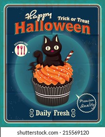 Vintage Halloween cupcake poster design 