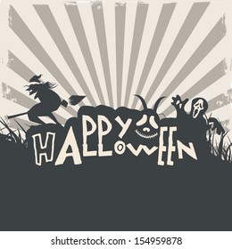 Vintage Halloween flyer, banner or poster for Trick or Treat parties. 