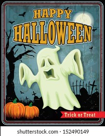 Vintage Halloween ghost poster design