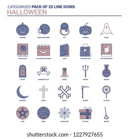 Vintage Halloween Icon set - 25 Flat Line icon set