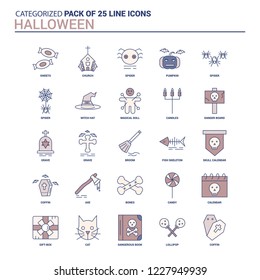 Vintage Halloween Icon set - 25 Flat Line icon set