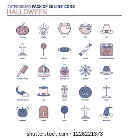 Vintage Halloween Icon set - 25 Flat Line icon set