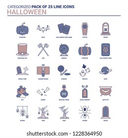 Vintage Halloween Icon set - 25 Flat Line icon set