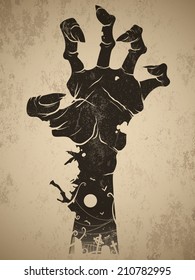 Vintage halloween icon - zombie hand