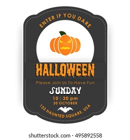 Vintage Halloween invitation card with party tyopography and Pumpkin