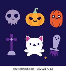 Vintage Halloween lantern sticker pack with spooky elements