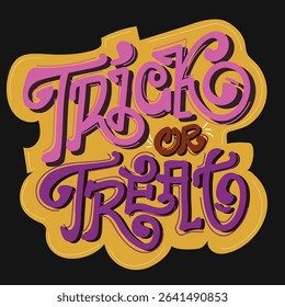 vintage halloween lettering sticker trick or treat