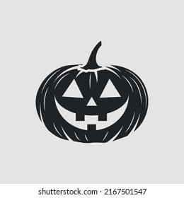 Vintage Halloween logo. Halloween pumpkin, jack o lantern isolated on white background. Vector illustration	