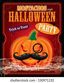 Vintage halloween mostachos style poster design