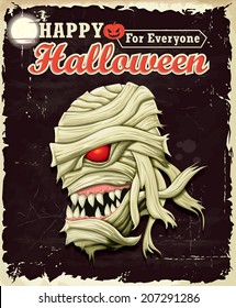 Vintage Halloween Mummy poster set design