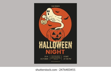 Klassische Halloween-Nacht Illustration Poster Vorlage