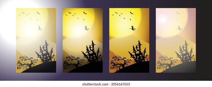 vintage halloween portrait vector and illustration background set for scary and funny canival ,the halloween poster with different style  , halloween vector and illustration