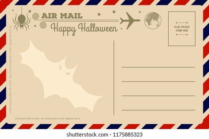 Vintage Halloween Postcard. Vector illustration.