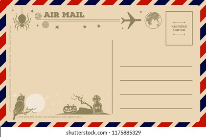 Vintage Halloween Postcard. Vector illustration.