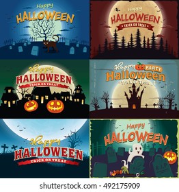 Vintage Halloween poster design.