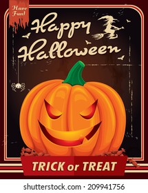Vintage Halloween poster design with pumpkin head