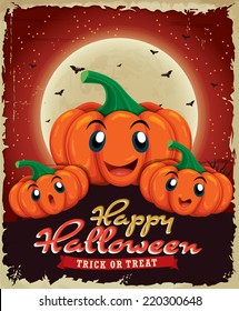 Vintage Halloween poster design with pumpkin