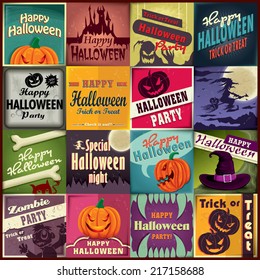 Vintage Halloween poster design set