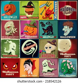 Vintage Halloween poster design set