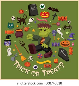 Vintage Halloween poster design set