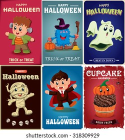 Vintage Halloween poster design set