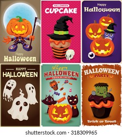 Vintage Halloween poster design set