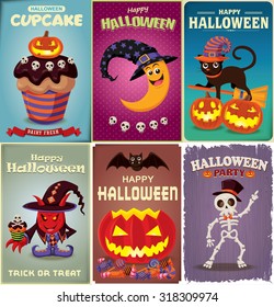 Vintage Halloween poster design set