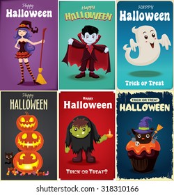 Vintage Halloween poster design set