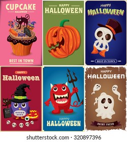 Vintage Halloween poster design set