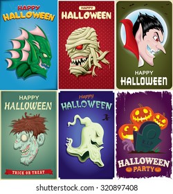 Vintage Halloween poster design set